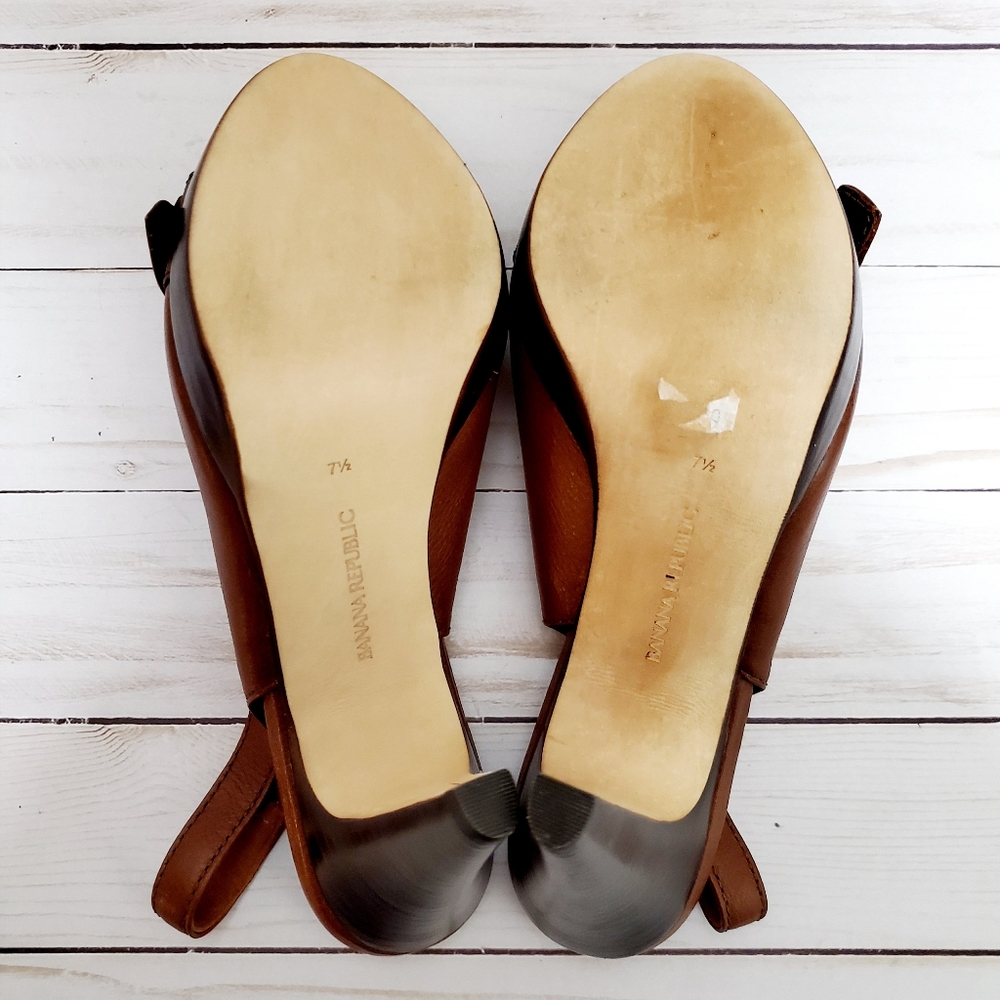 NWOT Banana Republic Palma Cognac Leather Sandals - Picture 6 of 6